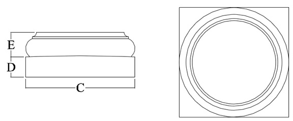 Tuscan Base for Round Column shown top and side view