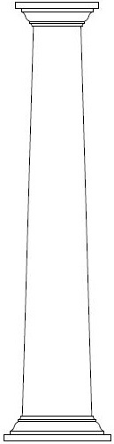 Drawing of Square Tapered Craftsman Plain Column with Crown Cap & Base