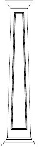 Drawing of Square Tapered Craftsman Raised Panel Column with Crown Cap & Base