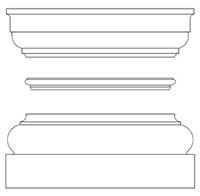 Line drawing of Tuscan Cap, Necking and Base